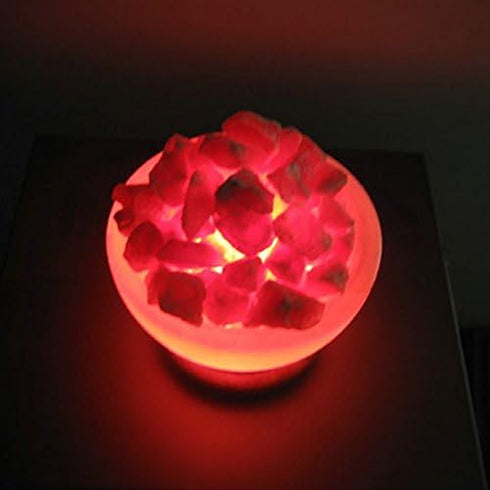 Himalayan Salt Lamp Abundance Bowl, Prosperity, Firebowl Bowl Salt Lamp with Chunks and Cord!