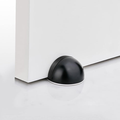 Door Stopper, Self Adhesive Floor Door Stop for Bottom of Door, Black Rubber Bumper, 2 Pack