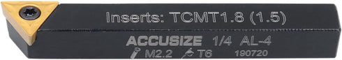 Accusize Industrial Tools 5 Pc Indexable Turning Tool Set, 1/4'' by 2'' Oal, with Tcmt1.8(1.5) Carbide Inserts