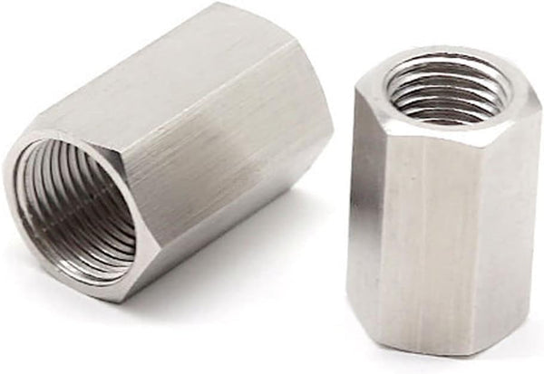 2pcs Stainless Steel Pipe Fittings, 3/8 NPT Female Straight Hex Coupler for Air, Liquid, Hydraulic Fitting