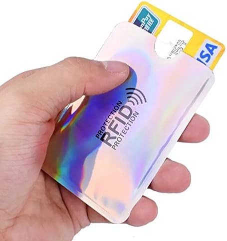 JUMISEE (60 Pack) Holographic RFID Blocking Sleeves, Anti-Theft Wallet Protect Case