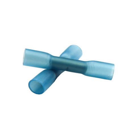 ESUPPORT 50Pack Blue Heat Shrink Butt Wire Electrical Crimp Terminal Connector, 14-16 AWG