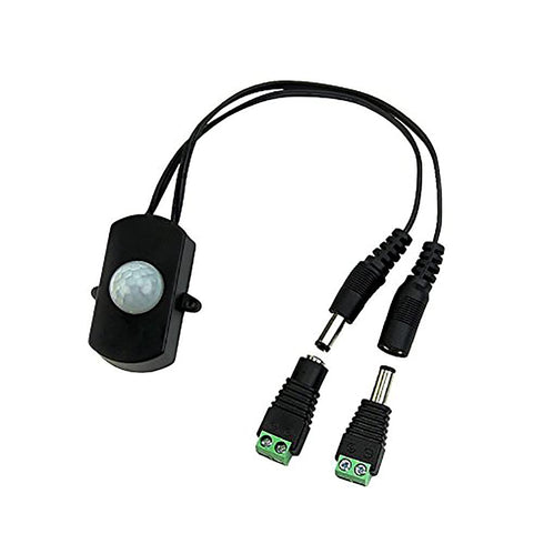 RGBZONE Automatic Mini 5A PIR Infrared Motion Sensor Detector Switch for LED Strip Light + Female Male DC Power Connector
