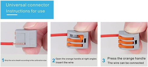 Lever Wire Connectors, Compact Splicing Electrical Connectors, 3 Conductor for Quick Connect, 50 Pack