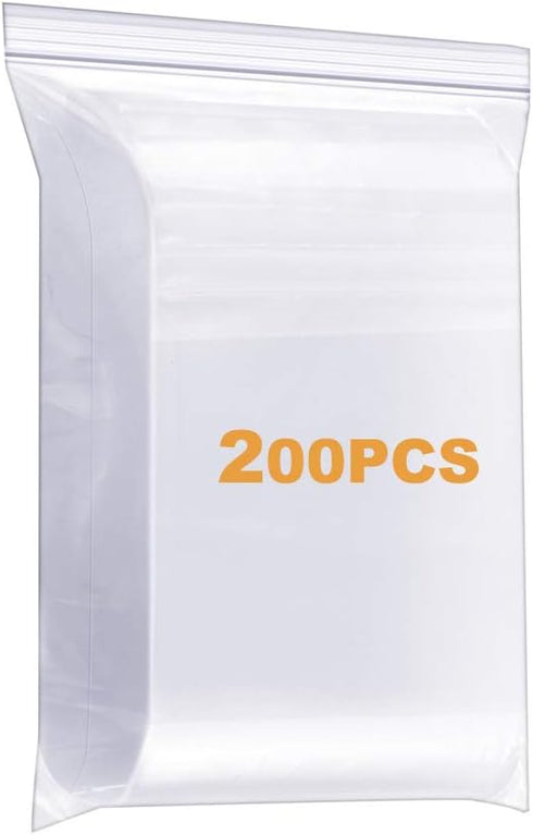 200 Pack 1" x 1" Durable Small Thick Clear Zip Poly Seal Lock Bags, Heavy Duty 4 Mil Reclosable Plastic Zip Bags
