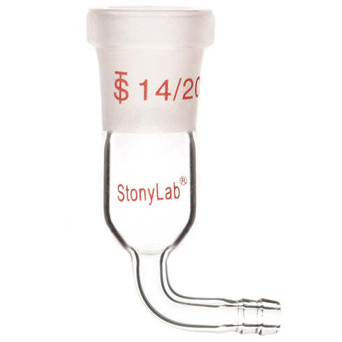 stonylab Borosilicate Glass 90 Degree Vacuum/Inert Gas Adapter, 14/20 Outer Joint for Laboratory Supply