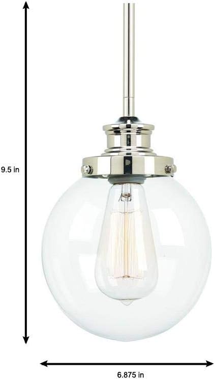 1-Light Progress Lighting Penn Collection Polished Nickel Mini-Pendant
