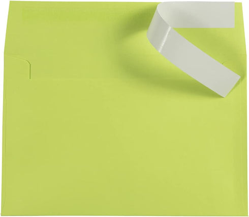 JAM PAPER A9 Colored Invitation Envelopes - Ultra Lime Green Peel & Seal Closure 100/Pack