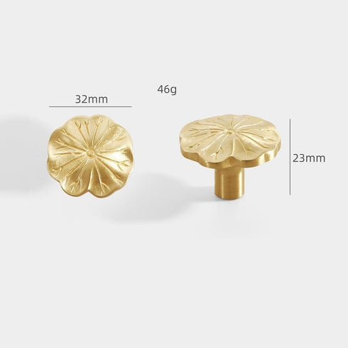 SANCHAKOU 4 Pack Cabinet Furniture Knobs Brass Wardrobe Cabinet Bedside Table Lotus Leaf Handle Door Shoe Cabinet