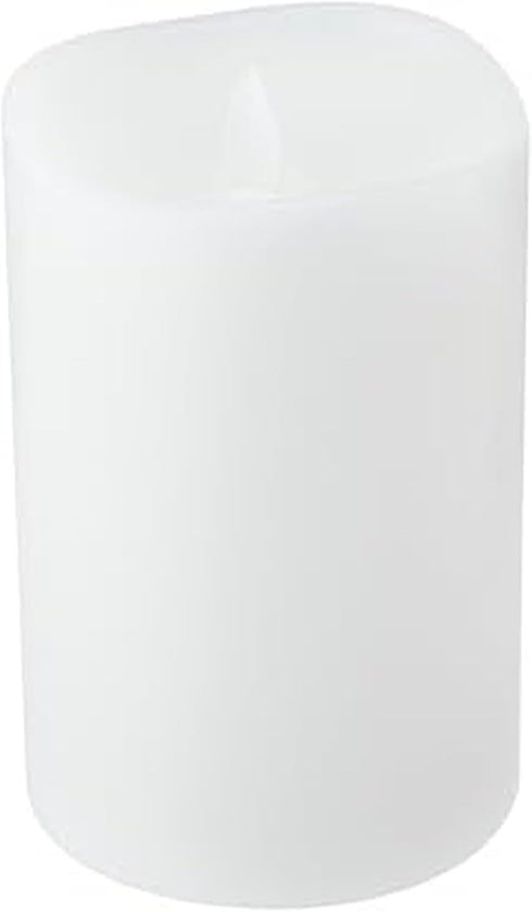 Mikasa LED Wax Pillar Candle, 4x6 Inch White Wavy Flameless Candle with