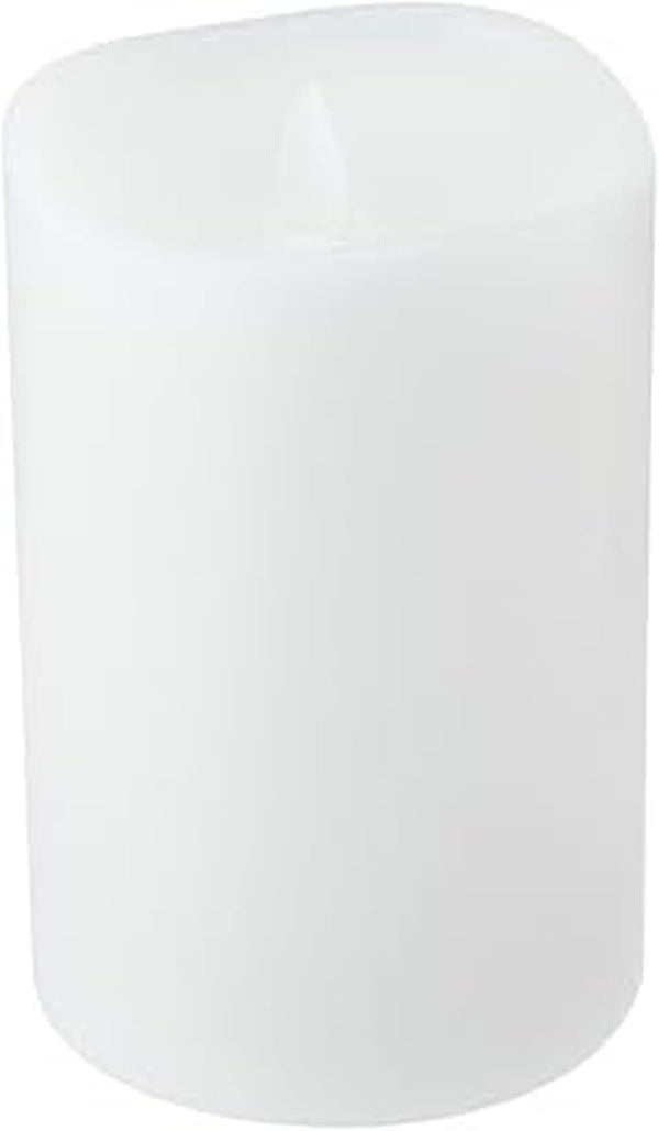 Mikasa LED Wax Pillar Candle, 4x6 Inch White Wavy Flameless Candle with