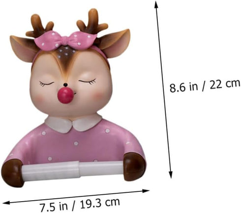 FUOYLOO Cartoon Toilet Paper Holder Roll Paper Shelf Cute Deer Decorative Tissue Rack Wall-Mounted No Drilling Bathroom