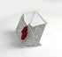Bling Pure Handmade Rhinestones Business Card Holder, Stainless Steel Name Card Case with Red Bow