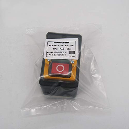 mxuteuk Waterproof Push Button Switch Motor On Off Switch, Self Lock Mechanical Control Station 10A