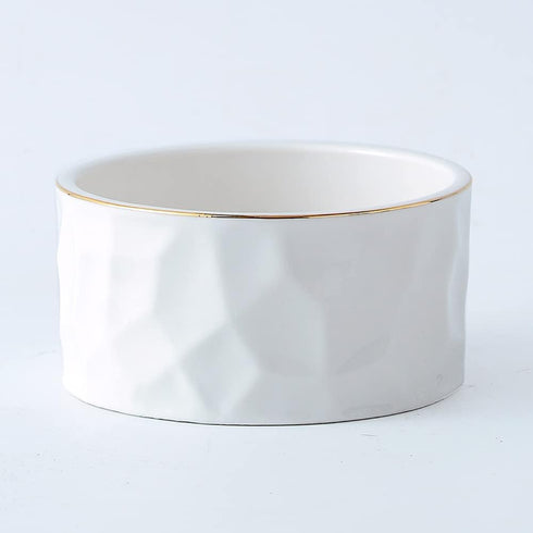 White Ceramic Round Paper Clip Holder, Cute Gold Line Dispenser for Desk, Office Binder Clips Organizer