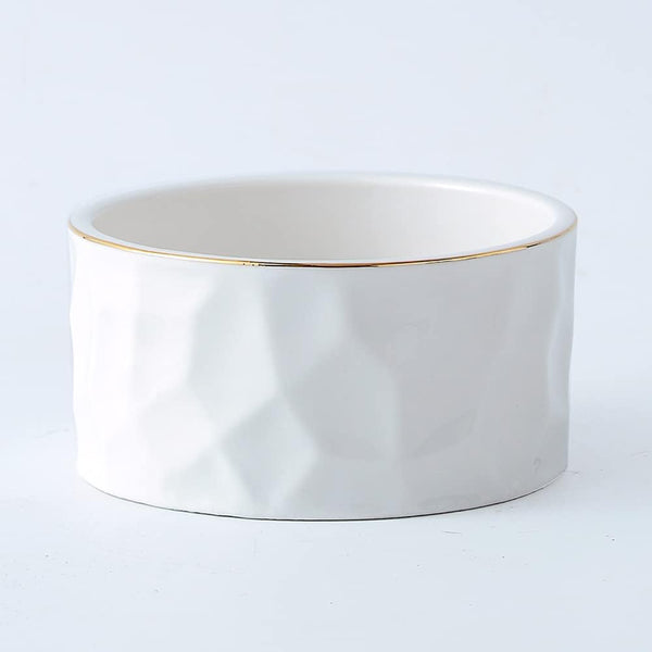 White Ceramic Round Paper Clip Holder, Cute Gold Line Dispenser for Desk, Office Binder Clips Organizer