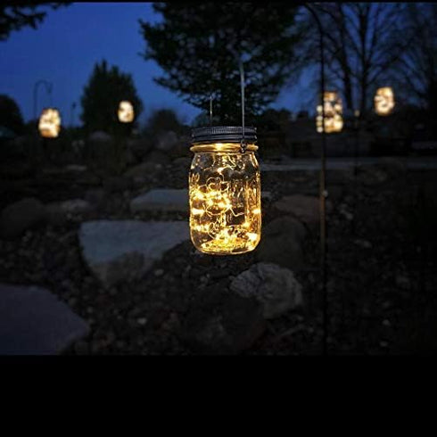 Mason Jar Solar Lantern Lights - 8 Pack 30 LED Bulbs Fairy Star Firefly Solar Lids