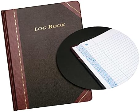 Log Book Adams, 8.13 x 10.38 Inches, Black Covers with Maroon Spine, 150 Pages (ARB810L15)