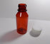 Lot of 50 Hard Side Graduated Oval 1 Ounce Plastic Amber Travel RX Medicine Bottles with Caps