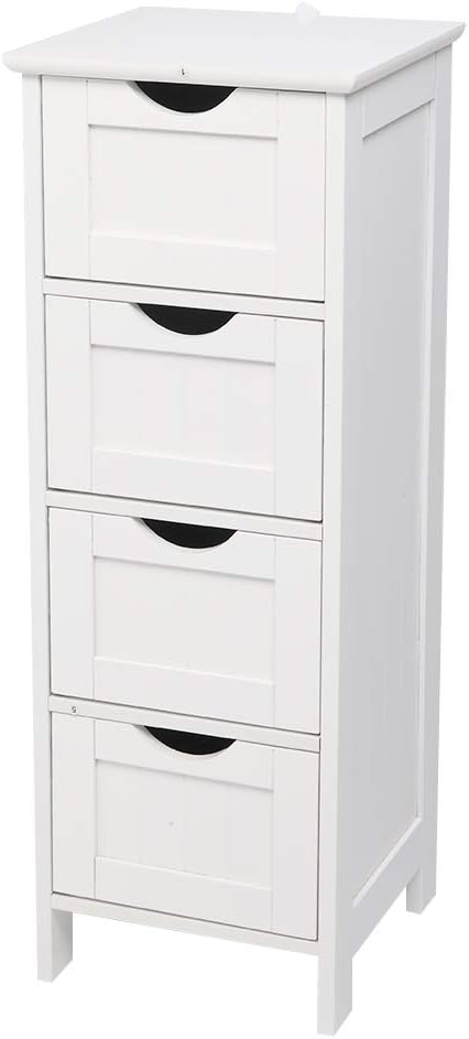 Hikarinowa 4 Single Door Bathroom Cabinet,Freestanding Bathroom Floor Cabinet ,Wooden Floor Cabinet, Side Organizer