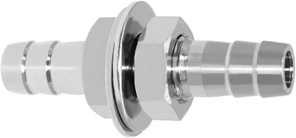 Beduan 1/4" Stainless Steel Thru-Bulk Hose Barb Straight Hex Union Bulkhead Fitting