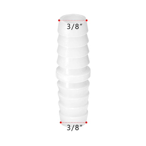 Quickun Plastic Hose Barb Fitting, 3/8" x 3/8" Barbed Splicer Joint Adapter, Pack of 5