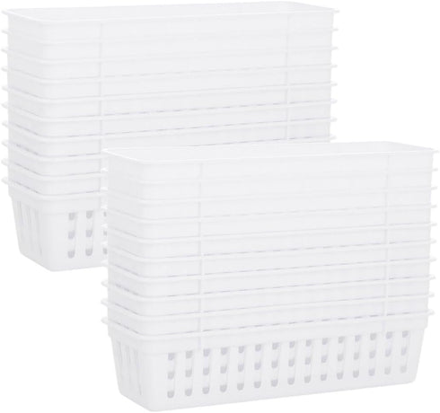 Lnrueg 20 PCS Classroom Storage Baskets - 10.2 x 3.1 x 2.4 inches, Durable Plastic Pencil Organizers for Home School