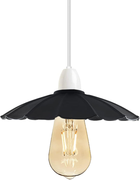 Umbrella Shape Metal Lamp Shade 22cm, Black Pendant Light Shade, Easy Fit