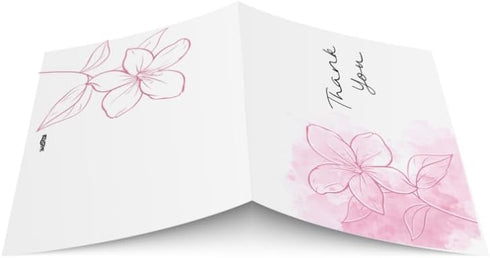 BZHTRMK 20PCs, 4x6 inch. Watercolor Style, Pink & Green Linear Floral Thank You Cards with Envelopes, Warm
