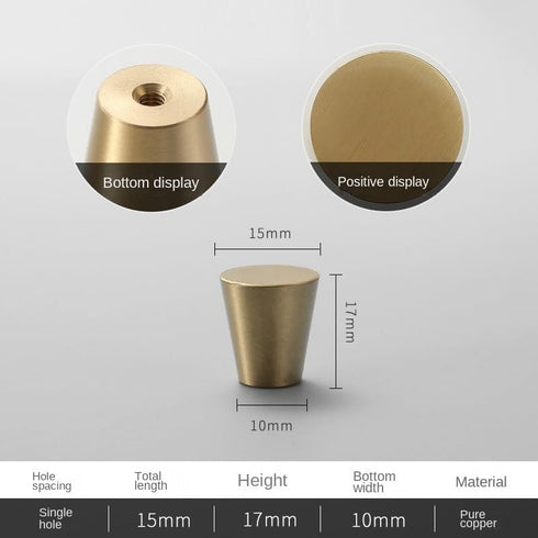 SANCHAKOU 2Pcs 15 10 17mm Cabinet Furniture Knobs Wardrobe Door Round Single Hole Gold Bedside Table Full Copper