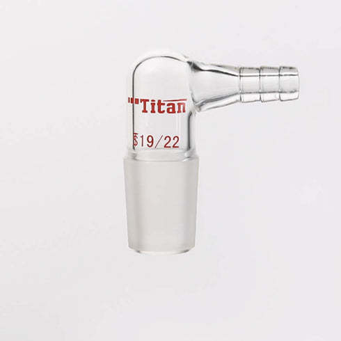 Glass 90 Degree Vacuum/Gas Adapter, Borosilicate Glass Bent Inlet Adapter with 19/22 Inner Joint and Hose for Laboratory Lab Supply