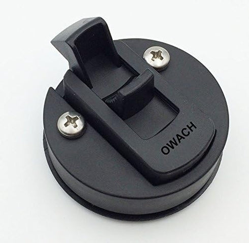 Slam Latch Hatch Round Pull Latch (OWACH AL-958-1) for Boat Deck RV Cabinet Door, Black, 1/4" Door