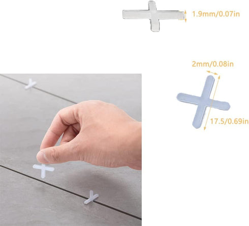 2000 Pack Tile Spacers 1/12'' 2mm Gaps, Ceramic Wall Floor Tile Spacer for Tiling Positioning Clip