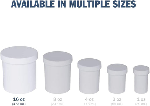 EZY DOSE Ointment Jar and Container, 16 oz Capacity, Leak-Proof, Durable Design, White (Pack of 12)