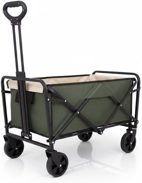 Generic Foldable Utility Wagon Cart with Wheels Heavy Duty | Collapsible Grocery Wagon for Groceries, Beach, Kids