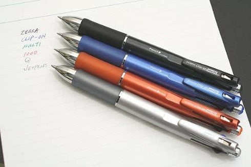 Zebra Clip-On 1000, 4 Color 0.7 mm Ballpoint Multi Pen and 0.5 mm Pencil, Silver Body (B4SA2-S)