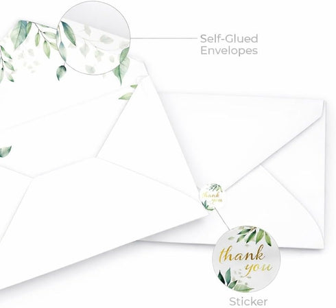 TORJO 100 Set Thank You Cards with Envelopes Includes Pen and Stickers Thank You Notes for Business, Clients, Weddings