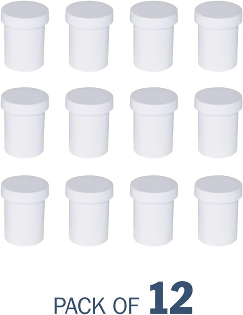EZY DOSE Ointment Jar and Container - Leak-Proof for Creams and Balms, Durable Design, 2 oz Capacity, White (Pack of 12)