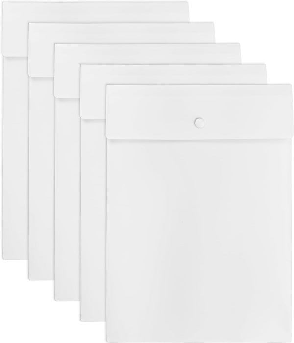 VANRA Vertical File Folders - Poly Filing Envelope Plastic Project Folder with Snap Button Closure for A4 Letter Size