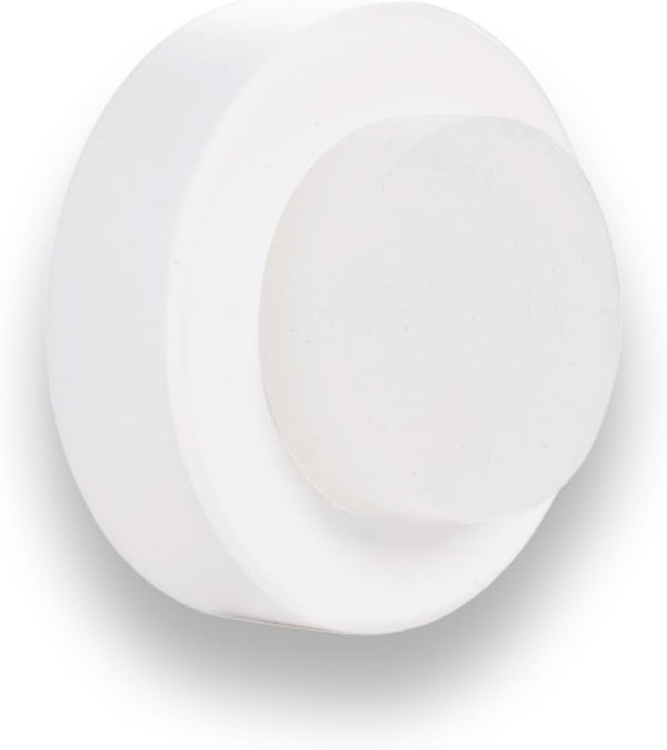 EVI Wall Mounted Doorstop, Natural Silicone with Adhesive or Screw Installation, Stainless Steel, White Rubber