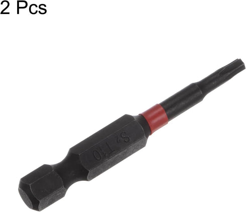 2pcs T10 Impact Rated Torx Bit, 1/4" Hex Shank, 2" Length Magnetic Security Star Screwdriver