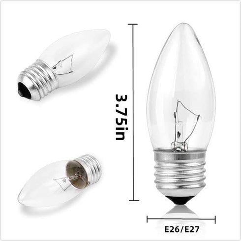 40W Bulbs Bulb E26 (12PACK) SCOMX Equivalent Incandescent Torpedo Tip Chandelier with Crystal Clear Incandescent Light