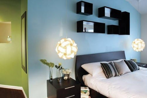 Lightingsky 15 M-10 inch) DIY IQ Jigsaw Puzzle Lamp Shade Ceiling Pendant Lampshade Kit with Feet Hanging Cord (White