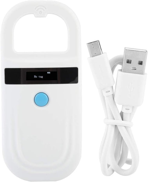ISO11784 11785 ASHATA Pet Microchip Scanner, Rechargeable Animal Chip ID Scanner OLED Display Support FDX B / EMID
