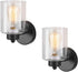 KENMI Metal Sconces Wall Lighting with Clear Glass Shade,Bathroom Black Vanity Light Matte