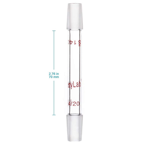 stonylab Glass 14/20 Straight Laboratory Adapter, Borosilicate Glass 30 mm Between Two 14/20 Ground Inner Standard Taper Joints for Laboratory Lab Supply (70 mm)