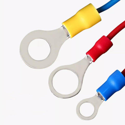 100PCS Yellow Insulated Ring Terminal Electrical Wire Crimp Connectors - Stud Size #10 for Cable