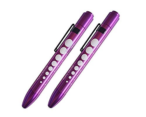 Aluminum LED Pupil Gauge Click Penlight (Purple x 2)