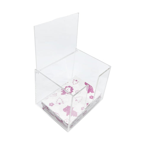 1PC U-Slot Dental Bib Dispenser Storage Box with Cover, Durable Acrylic Dental Bib Organizer Transparent Plastic Holder