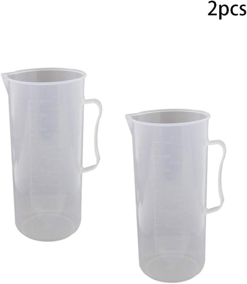 Othmro Measuring Cup 2000ml Plastic Graduated Beaker Transparent with Handle for Lab Kitchen Liquids 2pcs by Othmro